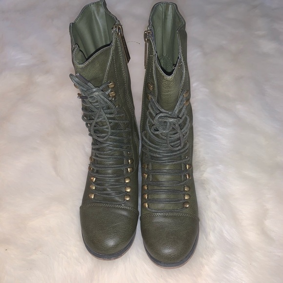 Breckelles Shoes - Breckelle’s Green Combat Boot